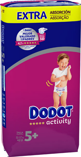 Dodot Pañales Activity Extra T5+ (12-17 Kg) 48 Uds