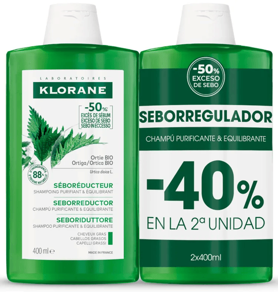 Klorane Pack Duplo Champú Extracto De Ortiga 400ml