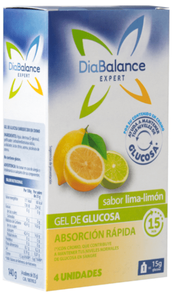 Diabalance Gel Glucosa Absorción Rápida Limón 4 Sobres