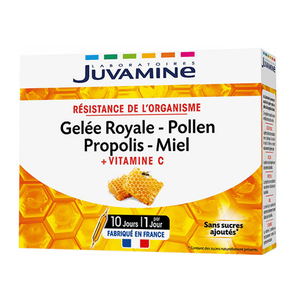 Gelée royale, pollen, propolis, miel, vitamine c, 10 ampoules x 10 ml 2