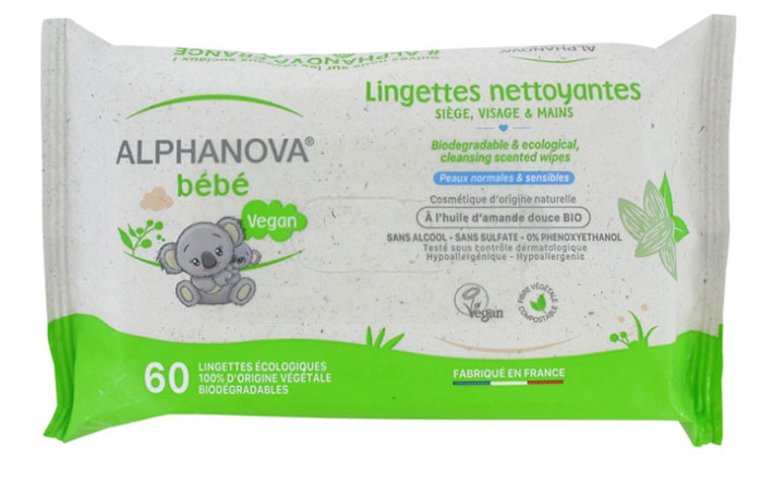 Alphanova Bebé Toallitas Naturales 60 Uds