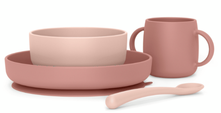 Suavinex Vajilla de Silicona 4 Piezas Color Rosa