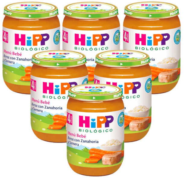 HiPP Tarrito de Arroz con Zanahoria y Ternera BIO +4m 6x190 gr