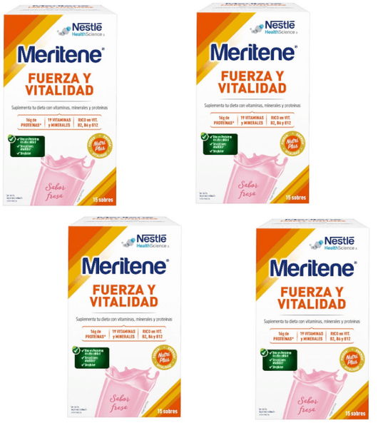 Meritene Fuerza y Vitalidad Polvo Fresa 4x15 Sobres
