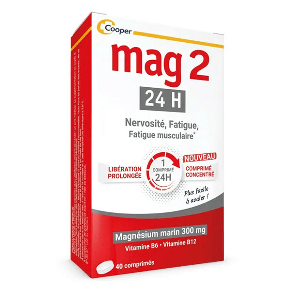 Mag2 24h Complément Alimentaire Magnésium Nervosité Fatigue 2x40 Comprimés 4