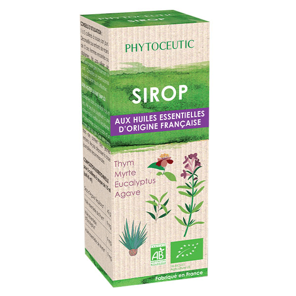 Sirop Huiles Essentielles Thym Myrte Eucalyptus et Agave 100ml