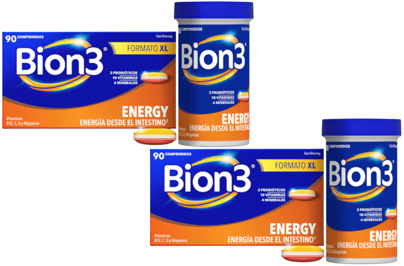 Bion3 Energy Multivitamínicos con Probióticos, Vitamina B12, C y Magnesio 2x90 Comprimidos