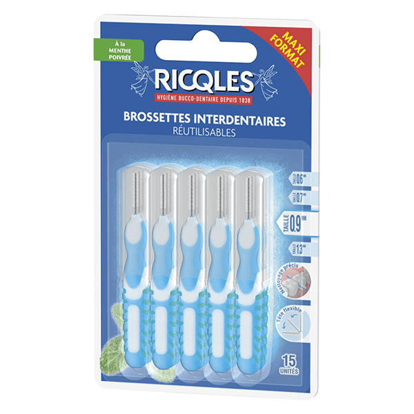 Brossettes interdentaire réutilisables 0,9mm, 15 unités