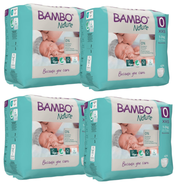 Bambo Nature Pañales T0 (1-3 Kg) 4x24 uds