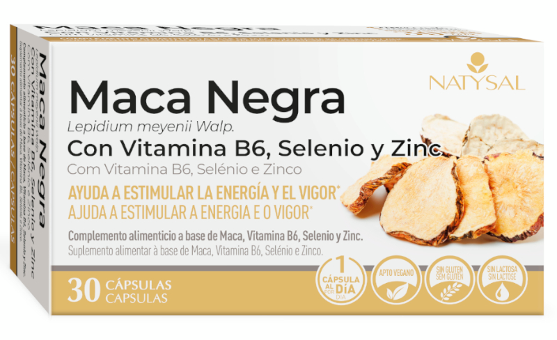 Natysal Maca Negra Con Vitamina B6, Selenio Y Zinc 30 Cápsulas