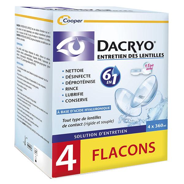 Dacryo-Solution d'Entretien des Lentilles 6 en 1 Nettoie Désinfecte Lot de 4 x 360ml 3