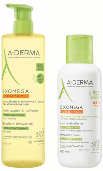 A-Derma Exomega Aceite Limpiador 750 ml + Crema Emoliente 400 ml