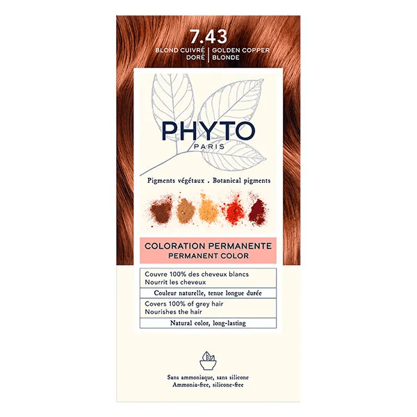 PhytoColor Coloration Permanente N°7.43 Blond Cuivré Doré 3