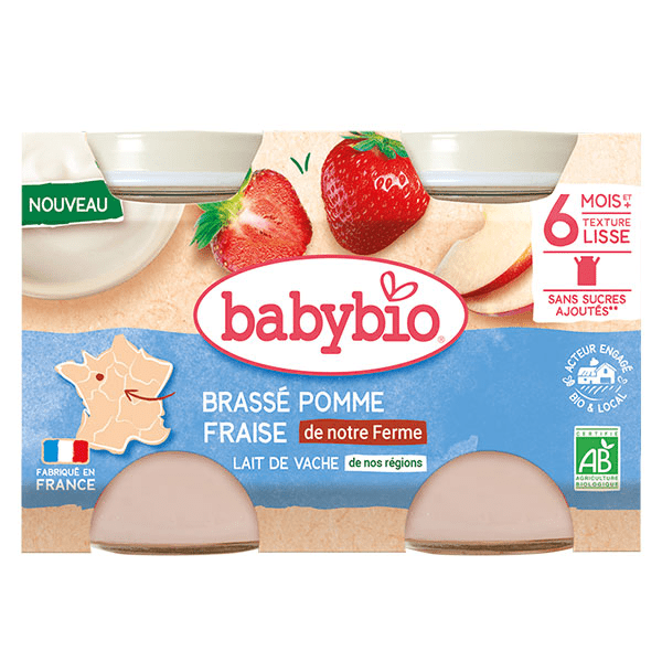 Brassé au lait de Vache français - Pomme Fraise de nos Fermes - 2x130g 4
