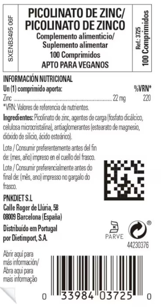 Solgar Picolinato Zinc 22mg 100 Comprimidos