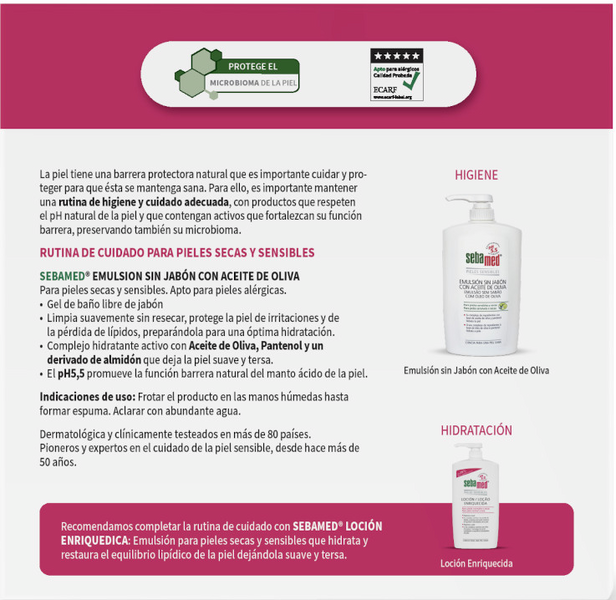 Sebamed Pack Duplo Emulsión Sin Jabón Con Aceite Oliva 2 X 750ml