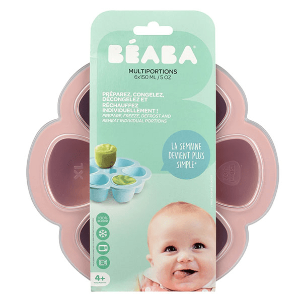 Béaba Portion Multiportions Moule en Silicone Rose 6 x 150ml