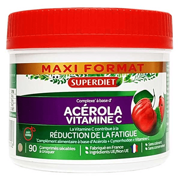 Maxi Pot Acérola Vitamine C 90 comprimés sécables à croquer 3