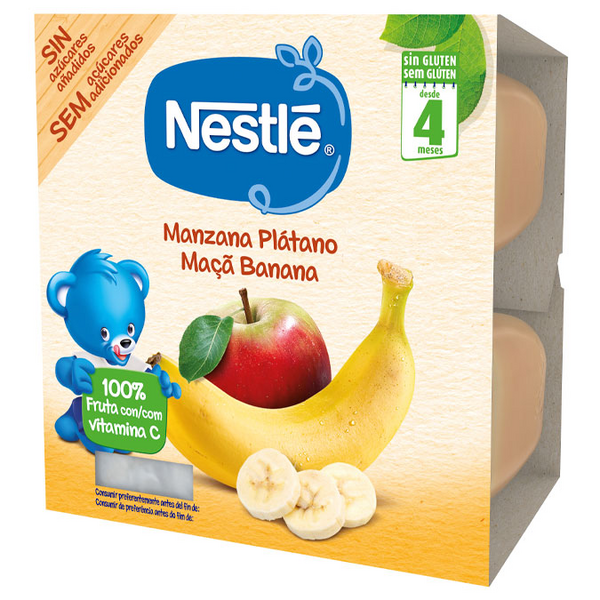 Nestlé Puré Tarrina Manzana Y Plátano +4m 4x100 Gr