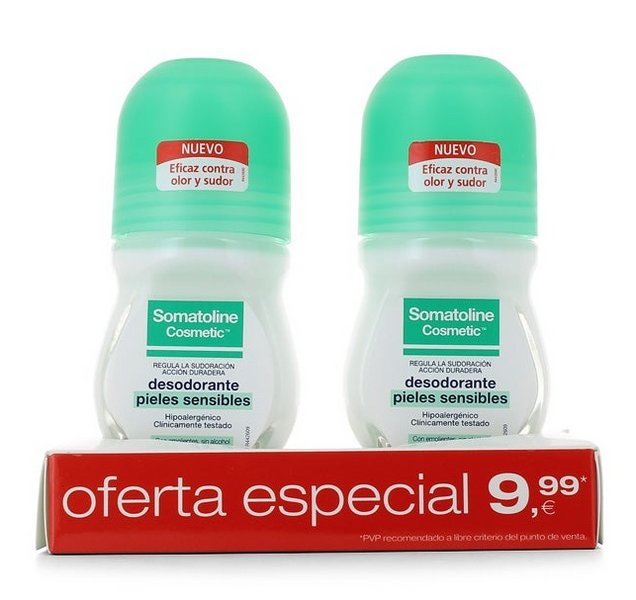 Somatoline Cosmetic Desodorante Pieles Sensibles Roll-On 2x50ml