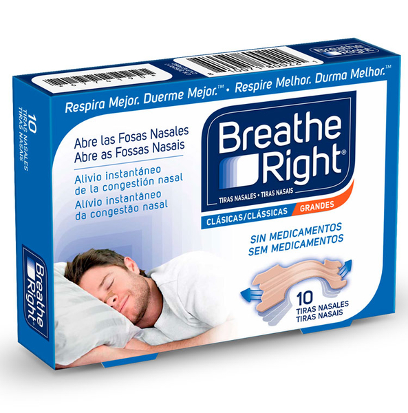 Breathe Right Clásicas Tiras Nasales Grandes 10 Unidades