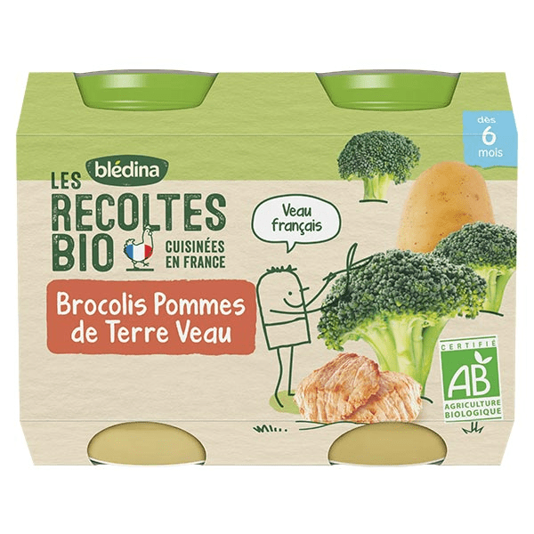Blédina Les Récoltes Bio Brocolis Pommes de terre Veau Lot de 2 x 200g 3