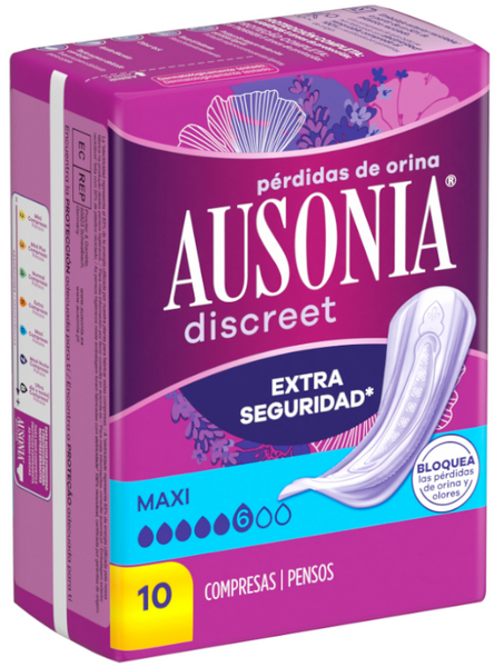 Ausonia Discreet Compresa Maxi Pérdidas Orina Mujer 10 Uds