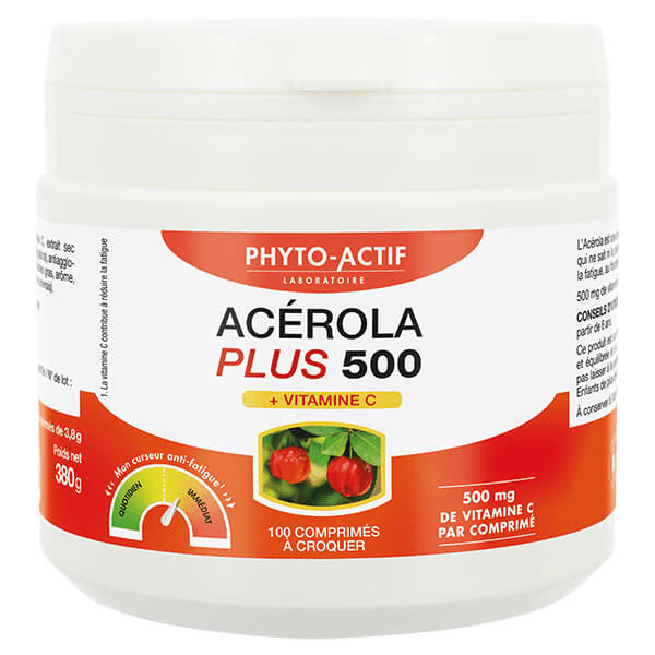 Phyto-actif, Acerola Plus 500, boîte familiale 100 comprimés 4