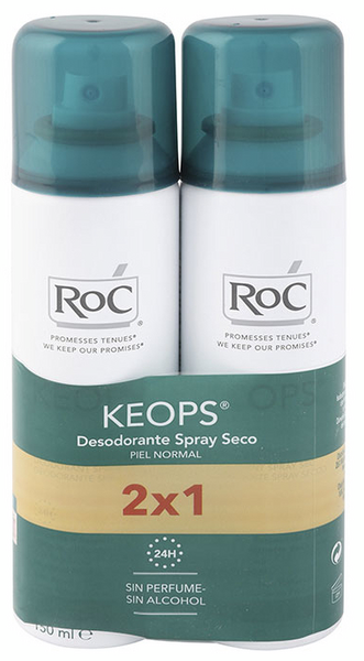 Roc Keops Deo Spray Seco Duplo 2x150ml