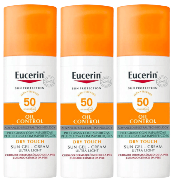 Eucerin Gel-Crema Oil Control Dry Touch SPF50+ 3x50 ml