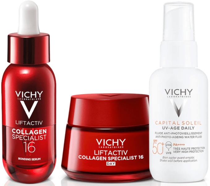 Vichy Liftactiv Collagen Specialist 16 Crema Día 50 ml + Sérum 30 ml + Capital Soleil UV-AGE SPF50+ 40 ml