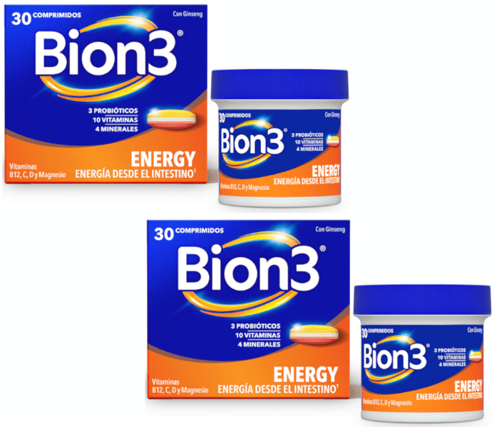 Bion3 Energía Probióticos y Vitaminas 2x30 Comprimidos