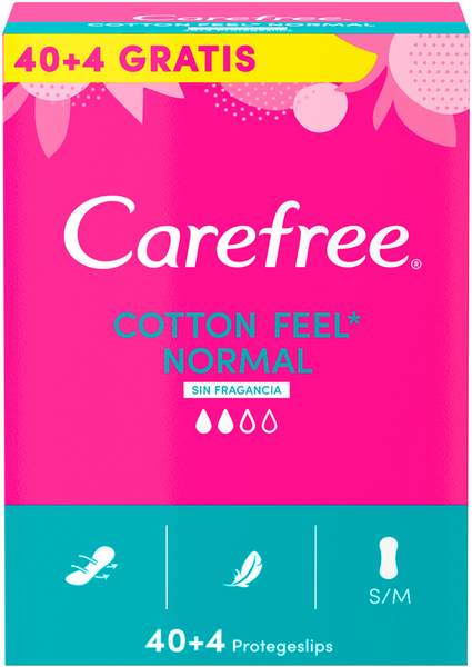 Carefree Protege Slip Cotton Extract 40 + Gratis 4 Unidades