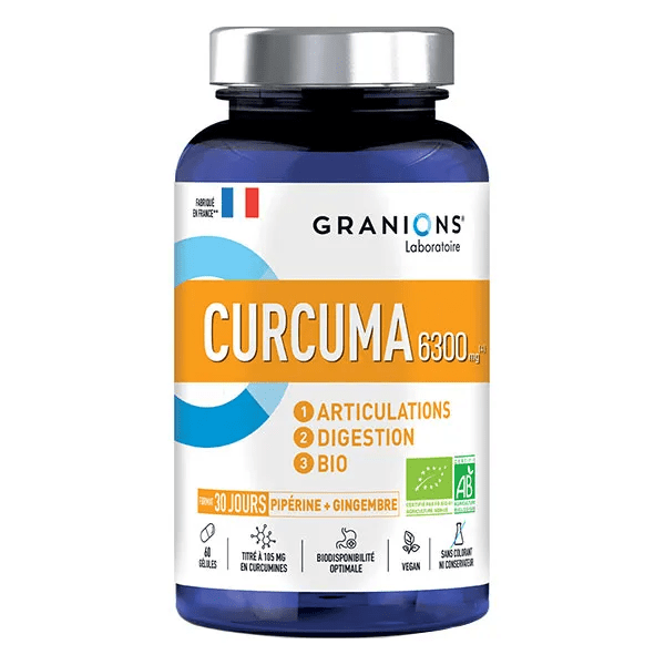 Granions Curcuma 6300 mg Bio Pipérine et Gingembre 60 gélules 2