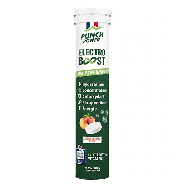 Electro Boost Électrolytes Hydratation Gout Pêche 20 Comprimés Effervescents