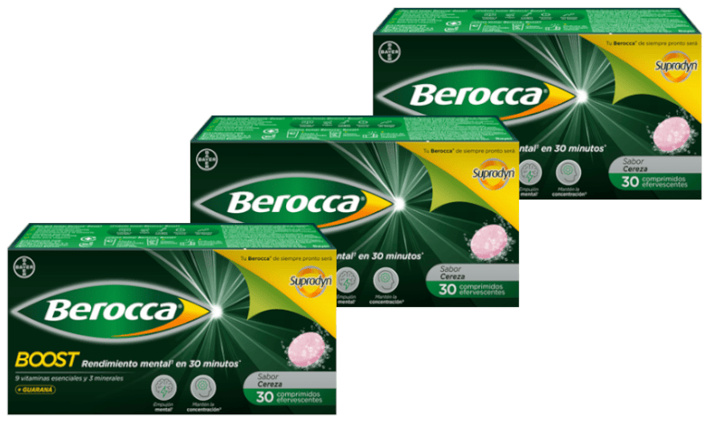 Berocca Boost Magnesio, Vitaminas y Minerales con Guaraná 3x30 Comprimidos Efervescentes