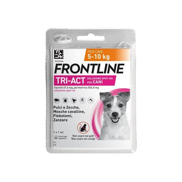 Frontline Tri-Act X1 Pipetta, Antiparassitario Per Cani E Cuccioli (Taglia S 5-10Kg) Contro Pulci, Zecche, Zanzare, Pappataci E Leishmaniosi-image