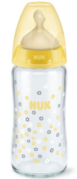 Nuk Biberón Cristal Látex Tetina M 240ml 0-6m Amarillo