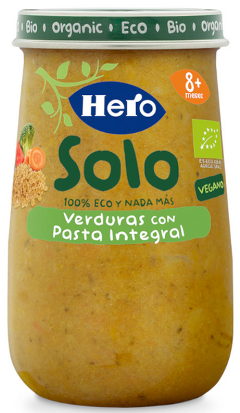 Hero Solo Tarrito Ecológico Verduras Con Pasta Integral 190 Gr