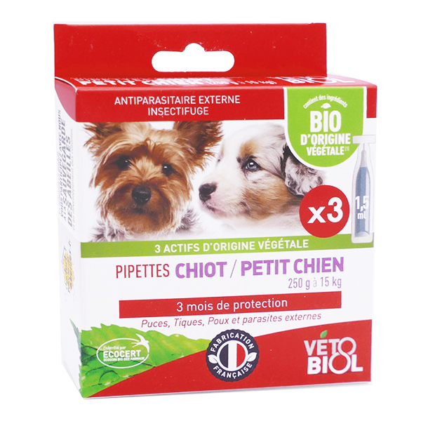 Meilleurs prix pour Vétobiol Antiparasitaire Pipette Chiot/Petit Chien Bio 3x1,5ml