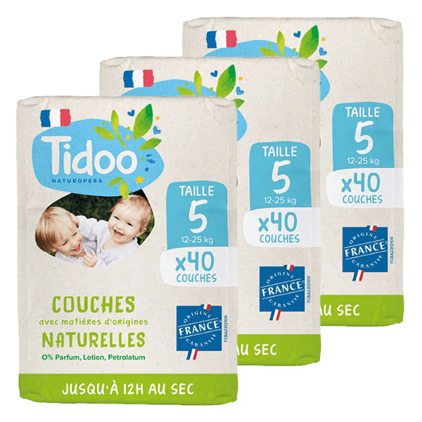 Couche Écolabellisée 40 couches Taille 5 (12-25kg) Lot de 3
