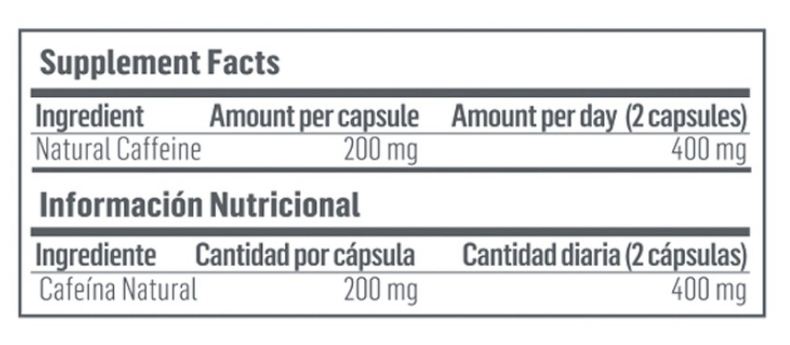 Hypertrophy Nutrition Natural Cafeína 30 Cápsulas