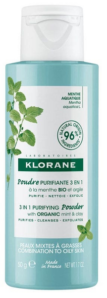 Klorane Polvo Purificante 3 En 1 A La Menta Acuática Bio 50gr