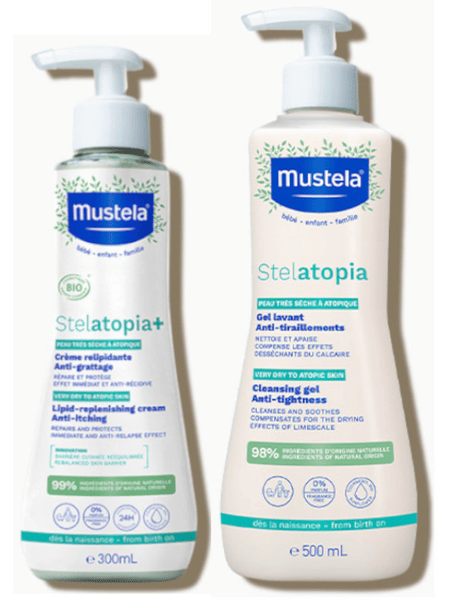 mustela stelatopia crema relipidizante antipicor bio 300 ml  stelatopia gel de bano 500 ml