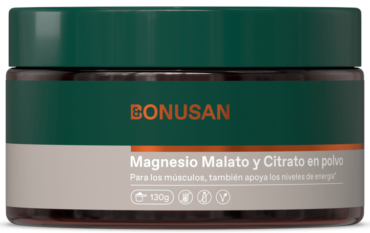 Bonusan Magnesio Malato y Citrato Polvo Limón 130 gr