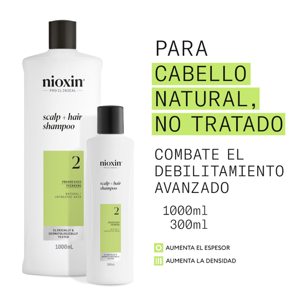 Nioxin 2 Champú Cabello Natural Debilitamiento Avanzado 1000 Ml