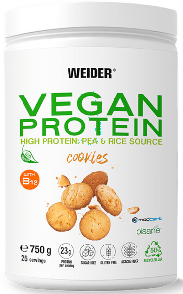 Weider - Vegan Protein 750 G - Proteínas De Guisante (Pisane C9) Y Arroz De Alta Calidad - Sabor Galleta - Imagen 3