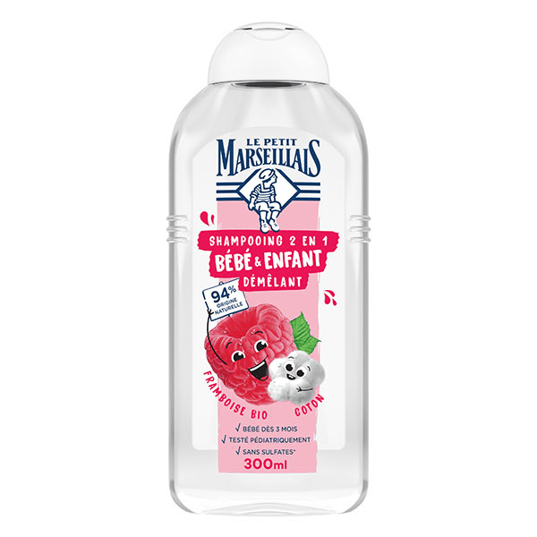 Shampooing Démêlant 2en1 Bébé Enfant Framboise Coton 300 ml 3