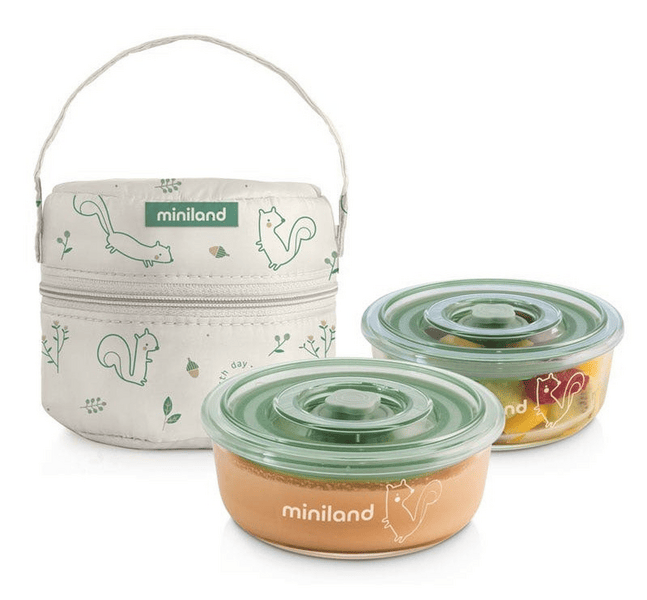 Miniland Go Naturround Chip Bolsa Isotérmica + Recipientes Vidrio 2x200ml