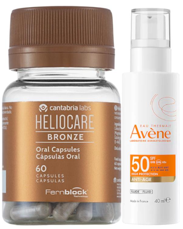 Imagen de Heliocare Bronze 60 Cápsulas + Avène Fluido Antiedad SPF50 ☀️ en OfertitasTOP